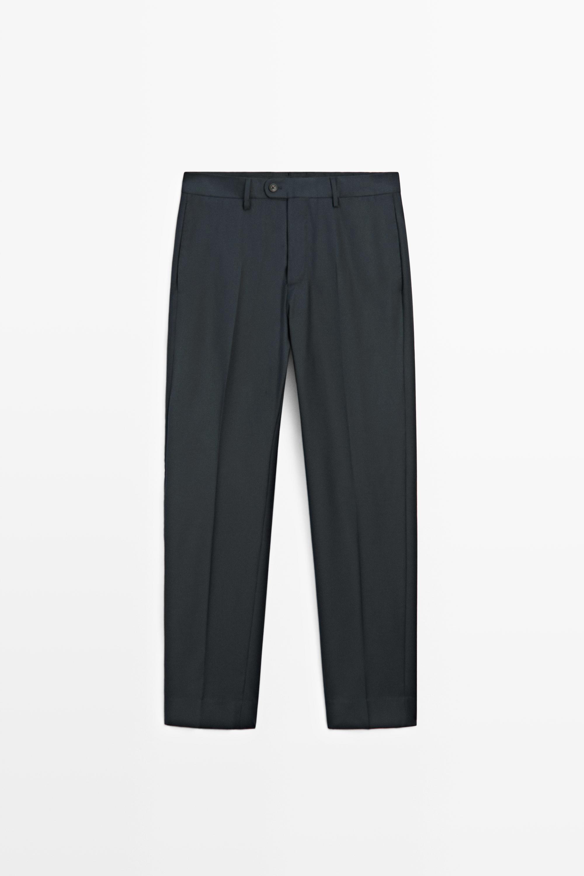 Striped wool blend suit trousers